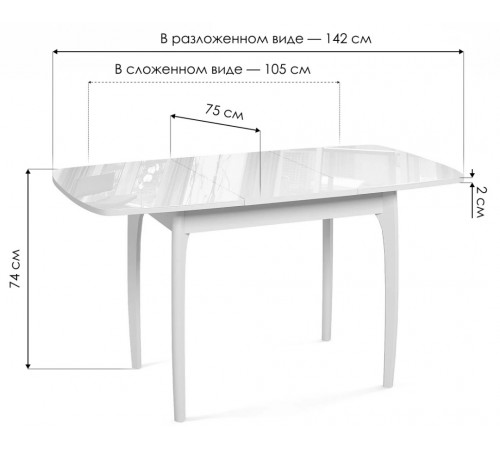 Стол DikLine M15 белый/стекло белое optiwhite