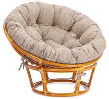 Кресло Папасан/Papasan (23/01 W) /с подушкой и ремешками/115х101х104см, коньячный, подушка рогожка, меланж