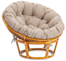 Кресло Папасан/Papasan (23/01 W) /с подушкой и ремешками/115х101х104см, коньячный, подушка рогожка, меланж
