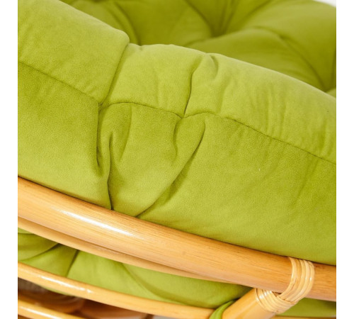 Кресло Папасан/Papasan (23/01 W) /с подушкой и ремешками/ 115х101х104см, медовый, флок олива, 23
