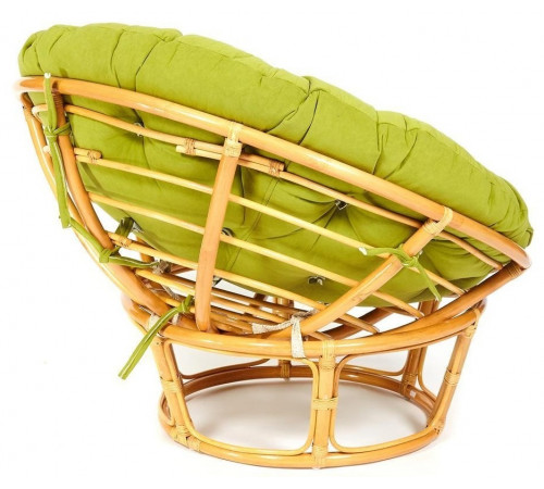Кресло Папасан/Papasan (23/01 W) /с подушкой и ремешками/ 115х101х104см, медовый, флок олива, 23