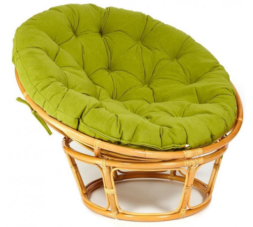 Кресло Папасан/Papasan (23/01 W) /с подушкой и ремешками/ 115х101х104см, медовый, флок олива, 23