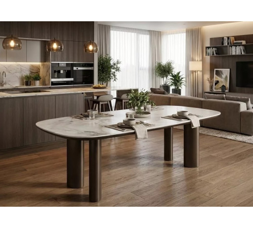 Стол ГАРДЕ (GARDE) 239 цвет БЕЖЕВЫЙ МРАМОР CA036, керамика / коричневый, ®DISAUR
