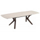 Стол КИРАН (KIRAN) 180 БЕЖЕВЫЙ МРАМОР (MATTE SICILY BEIGE SOLID CERAMIC) / Орех темный, ®DISAUR
