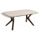 Стол КИРАН (KIRAN) 180 БЕЖЕВЫЙ МРАМОР (MATTE SICILY BEIGE SOLID CERAMIC) / Орех темный, ®DISAUR