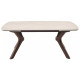Стол КИРАН (KIRAN) 180 БЕЖЕВЫЙ МРАМОР (MATTE SICILY BEIGE SOLID CERAMIC) / Орех темный, ®DISAUR