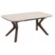 Стол КИРАН (KIRAN) 180 БЕЖЕВЫЙ МРАМОР (MATTE SICILY BEIGE SOLID CERAMIC) / Орех темный, ®DISAUR