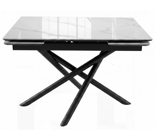 Стол DikLine BKX110 Керамика Carrara Gloss (мрамор глянец белый)/подстолье черное/опоры черные (2уп.)