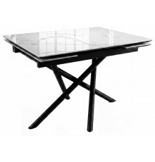 Стол DikLine BKX110 Керамика Carrara Gloss (мрамор глянец белый)/подстолье черное/опоры черные (2уп.)
