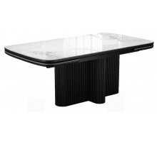 Стол DikLine DKO160 Керамика Platinum ART (белый глянец)/подстолье черное/опоры черные (2 уп.)