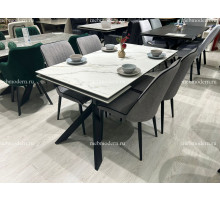 Обеденная группа SKW140 Керамика белая/325 Gr Grey, ножки черные