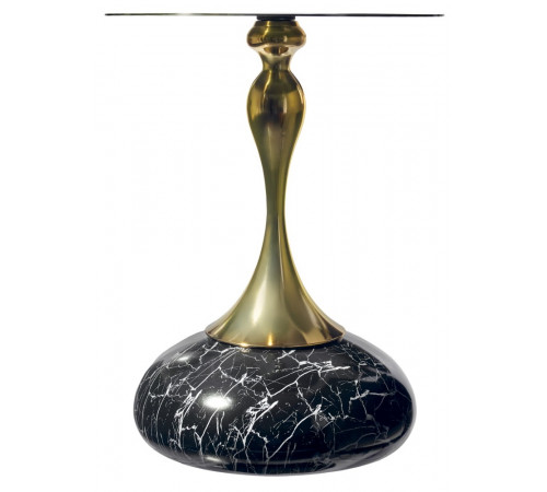 Кофейный столик Angel диам.40см x 55см, чёрный мрамор, металл