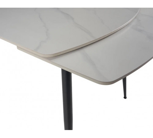 Стол DTM0102CS-120WMM-MBL керамика WHITE MARBLE MATT 120, основ. металл черный
