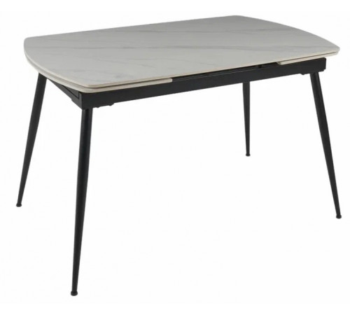 Стол DTM0102CS-120WMM-MBL керамика WHITE MARBLE MATT 120, основ. металл черный