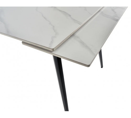 Стол DTM0101CS-120WMM-MBL керамика WHITE MARBLE MATT 120, основ. металл черный