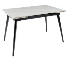 Стол DTM0101CS-120WMM-MBL керамика WHITE MARBLE MATT 120, основ. металл черный