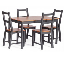Обеденный комплект Соната (стол + 4 стула) / Sonata dining set массив сосны, антик /графит