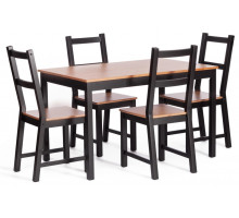 Обеденный комплект Соната (стол + 4 стула) / Sonata dining set массив сосны, антик/чёрный