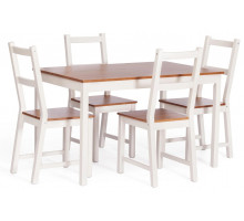 Обеденный комплект Соната (стол + 4 стула) / Sonata dining set массив сосны, антик/белый