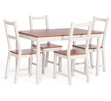 Обеденный комплект Соната (стол + 4 стула) / Sonata dining set массив сосны, антик/белый