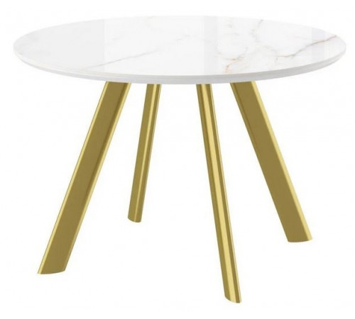 Стол RONDY-116 (beldia bianco gloss premium cer/золото) D116