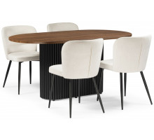 Обеденная группа Барон 160 х 90 орех кантри/light beige / black