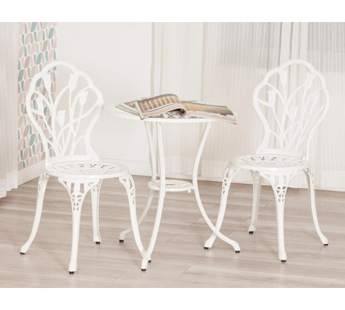 Комплект Secret De Maison Waltz of flowers (стол +2 стула) алюминиевый сплав, D60/H67, 52Х40Х89см, античный белый