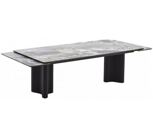 Стол АДАЖИО 240 (320) см MINERAL STONE NATURAL, керамика / Черный каркас