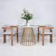 Стул Rich рогожка бежево-голубая с ножками цвета орех