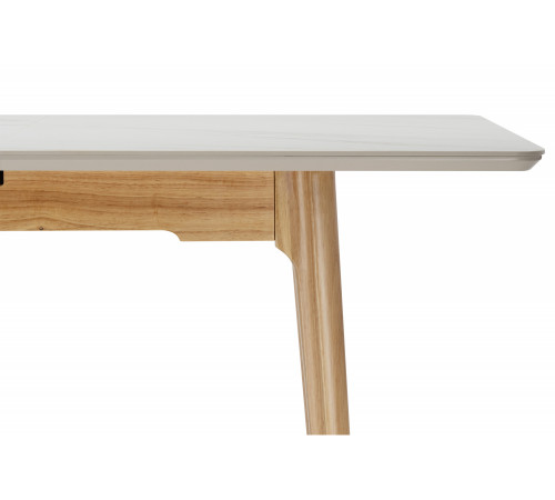 Стол Halmar 140(180)x80 белый спеченный камень / светлое дерево