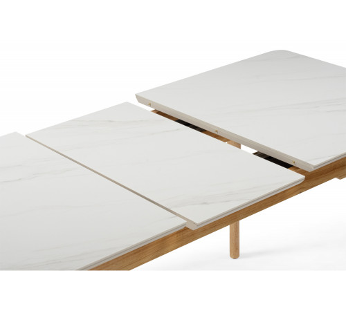 Стол Halmar 140(180)x80 белый спеченный камень / светлое дерево