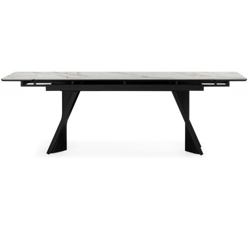Стол Вейв 160(220)х89 белый с прожилками gilt white / черный