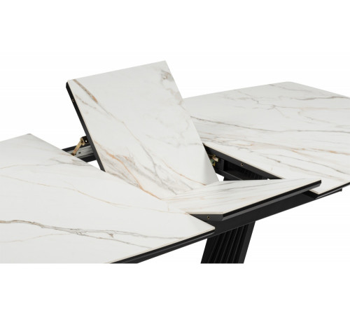 Стол обеденный Вейл 160(205)х89 gilt white / черный