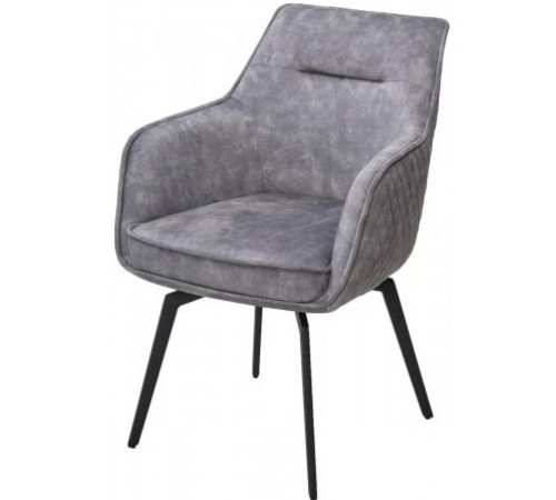 Стул RENLY 180 град. поворот. 7525-180 Серый, велюр / Черный, ®DISAUR