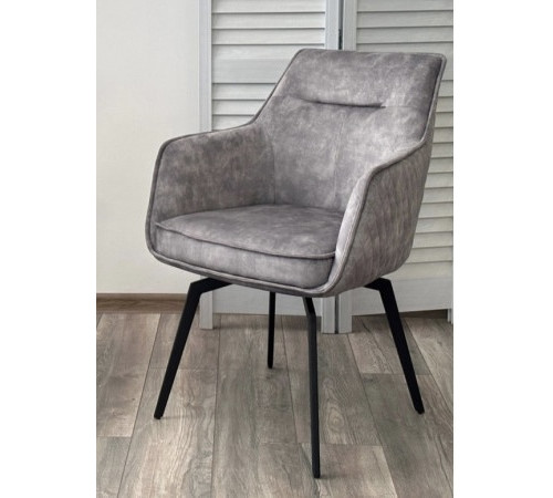 Стул RENLY 180 град. поворот. 7525-180 Серый, велюр / Черный, ®DISAUR