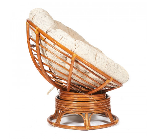 Кресло-качалка Папасан/Papasan (W 23/01 B) /с подушкой/ 115х78х104см, коньячный, ткань старт