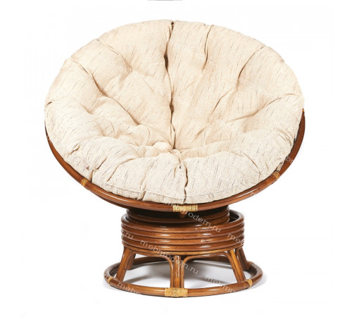 Кресло-качалка Папасан/Papasan (W 23/01 B) /с подушкой/ 115х78х104см, пекан орех, ткань старт