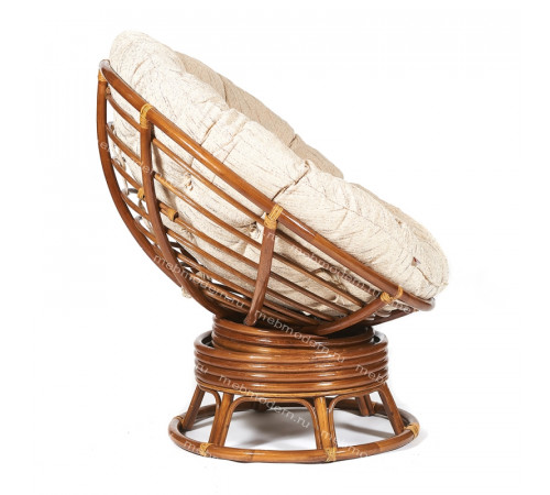 Кресло-качалка Папасан/Papasan (W 23/01 B) /с подушкой/ 115х78х104см, пекан орех, ткань старт