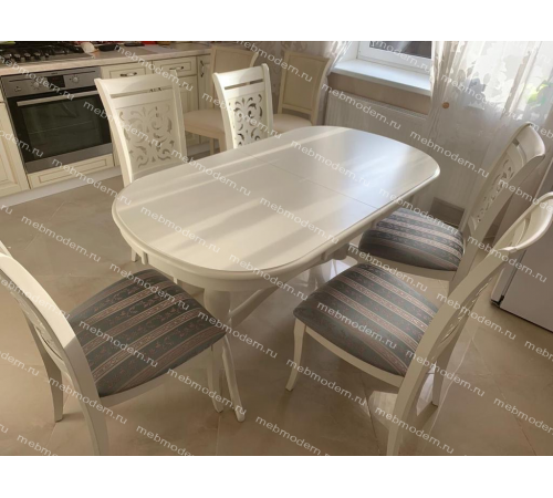 Обеденная группа SIENA SA-T6EX/SA-SC Ivory White ткань 180-19
