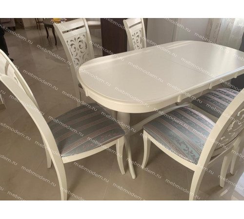 Обеденная группа SIENA SA-T6EX/SA-SC Ivory White ткань 180-19