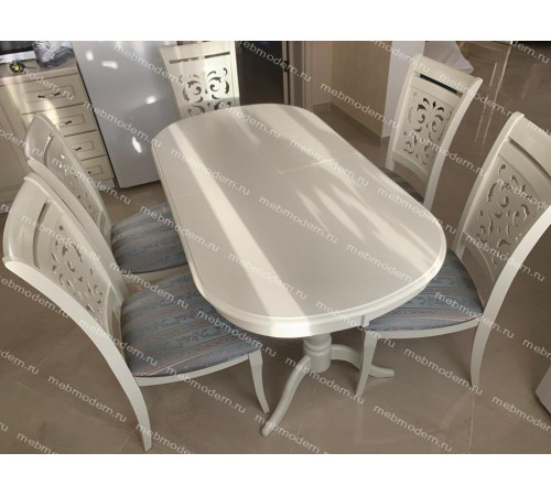 Обеденная группа SIENA SA-T6EX/SA-SC Ivory White ткань 180-19