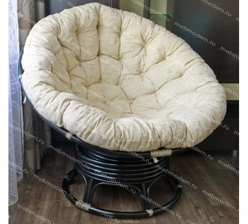 Кресло-качалка Папасан/Papasan (W 23/01 B) /с подушкой/ 115х78х104см, античный черно-коричневый, ткань старт