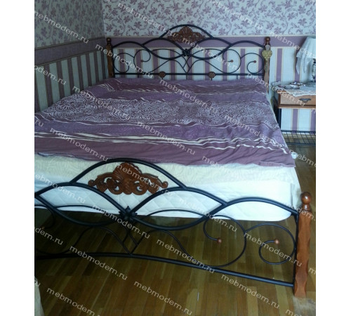 Кровать CANZONA (Канцона) 180х200 см красный дуб/черный