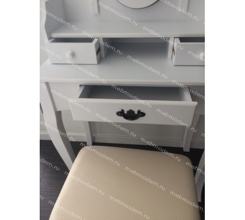 NY-V3024 Туалетный столик с пуфом Белый (White)