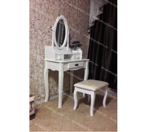 NY-V3024 Туалетный столик с пуфом Белый (White)