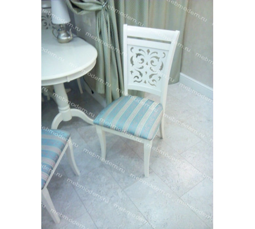 Обеденная группа Eva+Siena Ivory White ткань бирюзовая (H180-19)