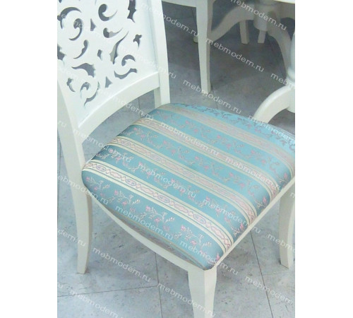 Обеденная группа Eva+Siena Ivory White ткань бирюзовая (H180-19)