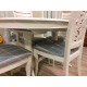 Обеденная группа Eva+Siena Ivory White ткань бирюзовая (H180-19)
